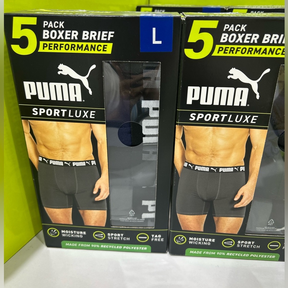 5 pack Puma boxer brief performance sport luxe  new in box dark color